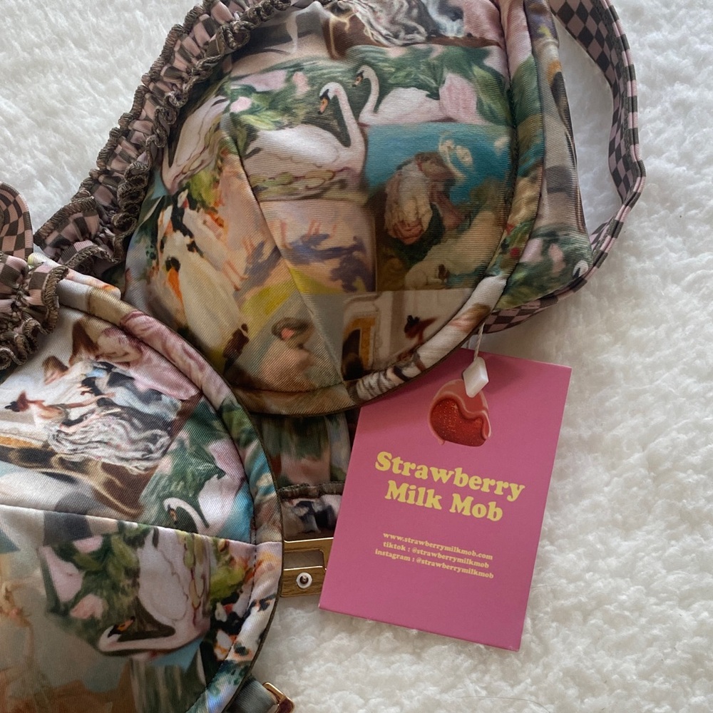 NWT Strawberry Milk Mob Artistic Nature Print Bra bikini top - Picture 10 of 10